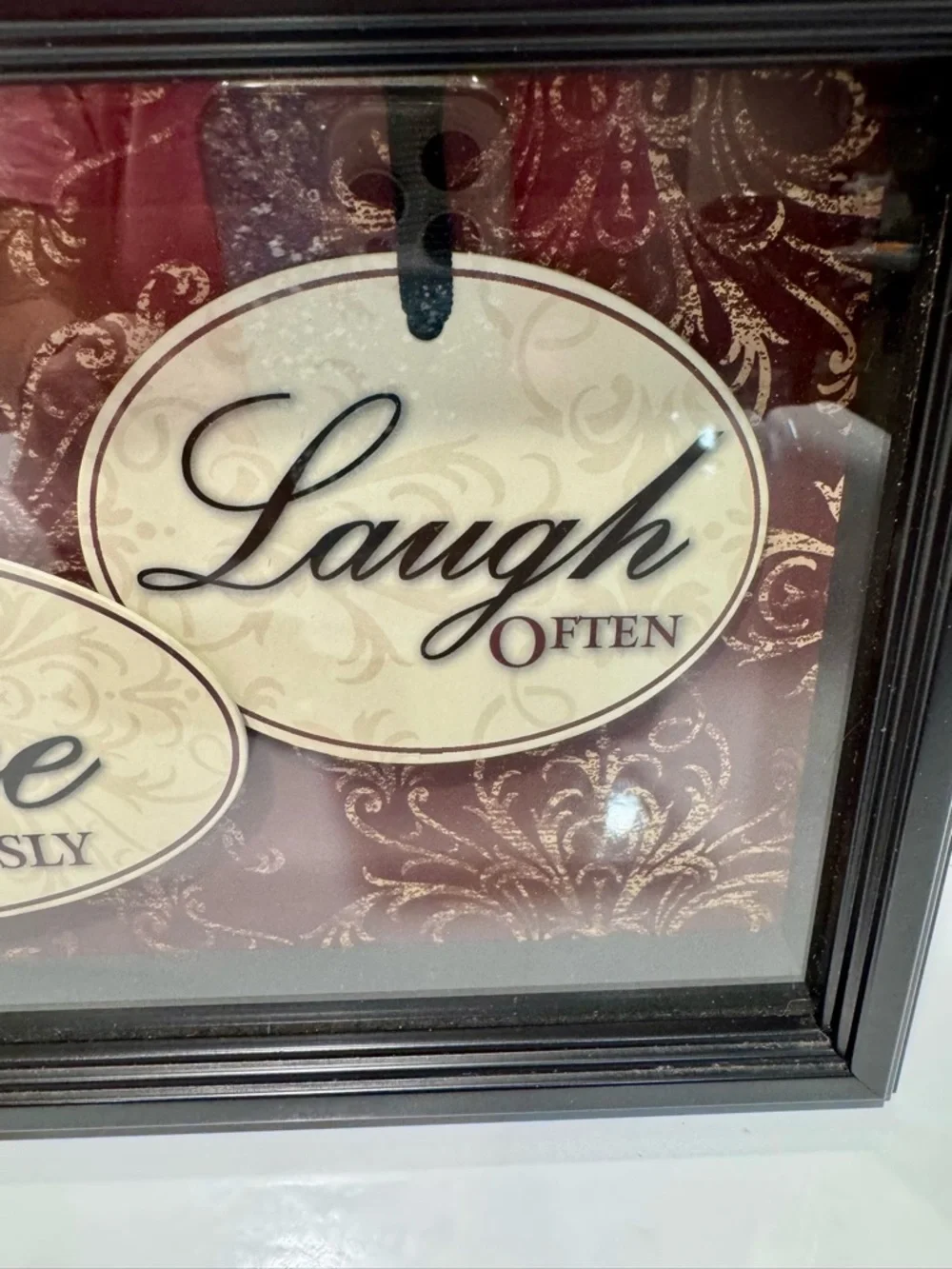 Live Love Laugh Wall Art - Black Frame with Cream Accents
